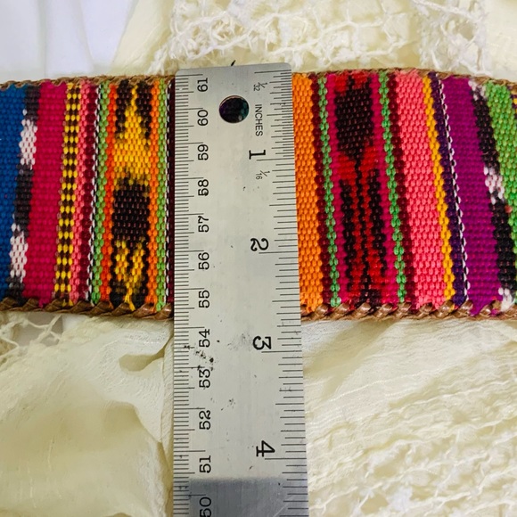 Leather Trimmed Wide Belt Weaved in Guatemala main image 7